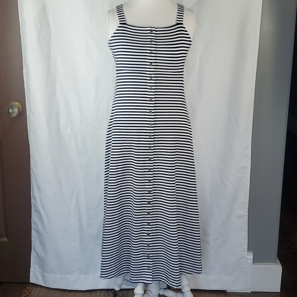 Cremieux Susan Knit  Navy Striped Dress Small - Picture 2 of 10